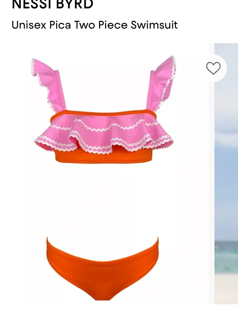 Girls Pink Ruffle Bikini Top with Orange Bottoms - Cute Swim Set